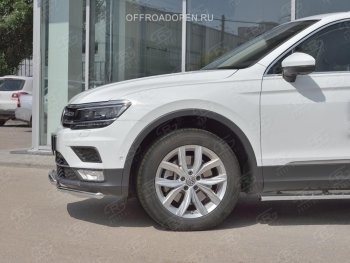 17 399 р. Защита переднего бампера (2 трубы Ø42 мм, нержавейка, NOT OFF ROAD) SLITKOFF  Volkswagen Tiguan  Mk2 (2016-2020) дорестайлинг  с доставкой в г. Москва. Увеличить фотографию 4