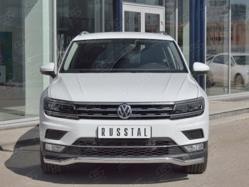 Защита переднего бампера (Ø63 мм волна, нержавейка) SLITKOFF Volkswagen Tiguan Mk2 дорестайлинг (2016-2020)