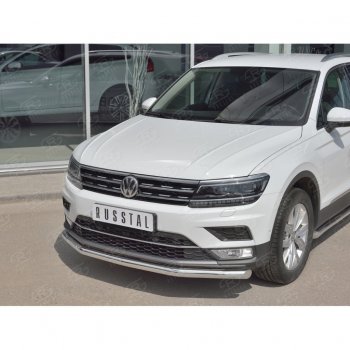 17 999 р. Защита переднего бампера (Ø63 мм, нержавейка, NOT OFF ROAD) SLITKOFF Volkswagen Tiguan Mk2 дорестайлинг (2016-2020)  с доставкой в г. Москва. Увеличить фотографию 2