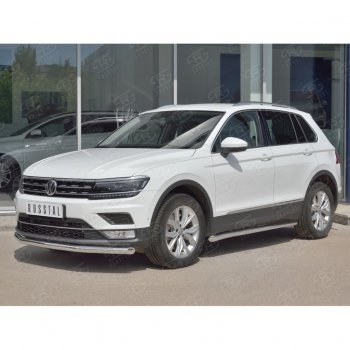 17 999 р. Защита переднего бампера (Ø63 мм, нержавейка, NOT OFF ROAD) SLITKOFF Volkswagen Tiguan Mk2 дорестайлинг (2016-2020)  с доставкой в г. Москва. Увеличить фотографию 3