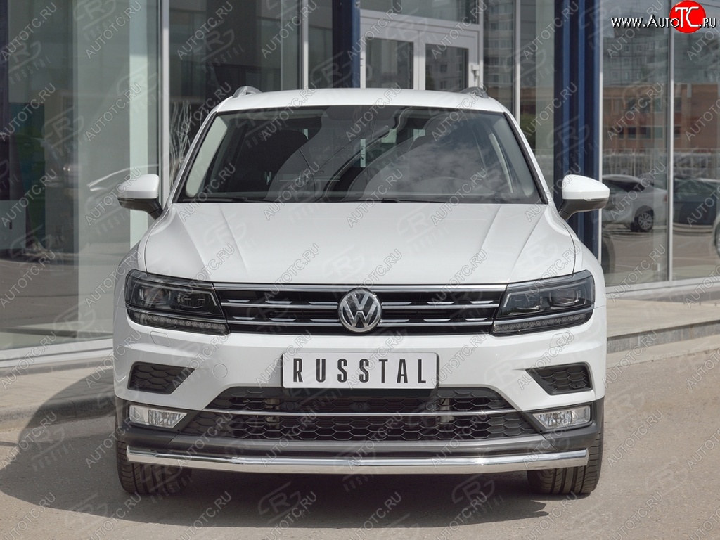 17 999 р. Защита переднего бампера (Ø63 мм, нержавейка, NOT OFF ROAD) SLITKOFF Volkswagen Tiguan Mk2 дорестайлинг (2016-2020)  с доставкой в г. Москва