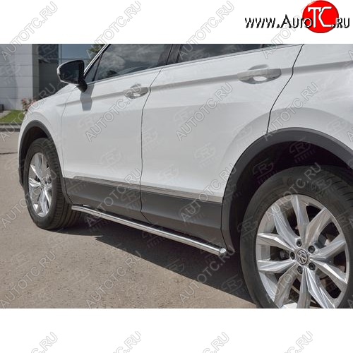 17 299 р. Защита порогов из круглой трубы диаметром 63 мм SLITKOFF v3  Volkswagen Tiguan  Mk2 (2016-2020) дорестайлинг  с доставкой в г. Москва