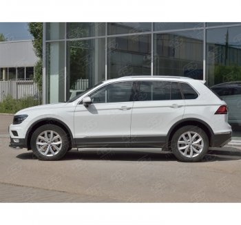 20 849 р.  Защита порогов (Ø63 мм, секции) SLITKOFF  Volkswagen Tiguan  Mk2 (2016-2020) дорестайлинг (Вариант 2 (пластиковые заглушки))  с доставкой в г. Москва. Увеличить фотографию 3