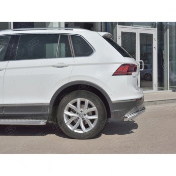 24 999 р. Защита заднего бампера (Ø63/42/63 мм, нержавейка, NOT OFF ROAD) SLITKOFF Volkswagen Tiguan Mk2 дорестайлинг (2016-2020)  с доставкой в г. Москва. Увеличить фотографию 3