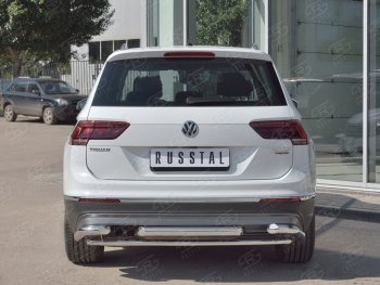 24 999 р. Защита заднего бампера (Ø63/42/63 мм, нержавейка, NOT OFF ROAD) SLITKOFF Volkswagen Tiguan Mk2 дорестайлинг (2016-2020)  с доставкой в г. Москва. Увеличить фотографию 1