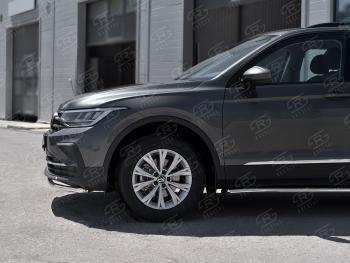 15 499 р. Защита переднего бампера (Ø42 мм нержавейка, NOT R-LINE) SLITKOFF  Volkswagen Tiguan  Mk2 (2020-2022) рестайлинг (полированная нержавейка)  с доставкой в г. Москва. Увеличить фотографию 3