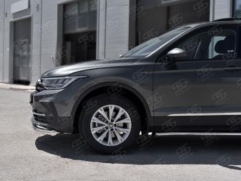 16 599 р. Защита переднего бампера (Ø63 мм, нержавейка, NOT R-LINE) SLITKOFF Volkswagen Tiguan Mk2 рестайлинг (2020-2022)  с доставкой в г. Москва. Увеличить фотографию 3