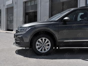 16 299 р. Защита переднего бампера (Ø42 мм волна, нержавейка, NOT R-LINE) SLITKOFF  Volkswagen Tiguan  Mk2 (2020-2022) рестайлинг  с доставкой в г. Москва. Увеличить фотографию 2