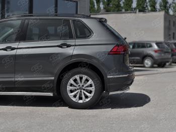 13 999 р. Защита заднего бампера (Ø42 мм уголки, нержавейка, NOT R-LINE) SLITKOFF  Volkswagen Tiguan  Mk2 (2020-2022) рестайлинг (полированная нержавейка)  с доставкой в г. Москва. Увеличить фотографию 3