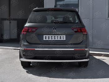 17 999 р. Защита заднего бампера (Ø63 мм, нержавейка, NOT R-LINE) SLITKOFF  Volkswagen Tiguan  Mk2 (2020-2022) рестайлинг  с доставкой в г. Москва. Увеличить фотографию 2