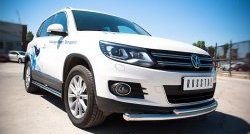 15 249 р. Защита переднего бампера (2 трубыØ63 и 42 мм, нержавейка) SLITKOFF  Volkswagen Tiguan  NF (2011-2017) рестайлинг  с доставкой в г. Москва. Увеличить фотографию 3