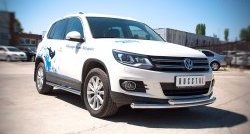 18 449 р. Защита переднего бампера (2 трубыØ63 мм, нержавейка) SLITKOFF  Volkswagen Tiguan  NF (2011-2017) рестайлинг  с доставкой в г. Москва. Увеличить фотографию 3