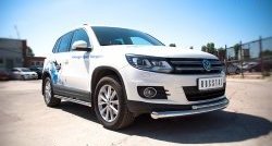 15 999 р. Защита переднего бампера (2 трубыØ76 и 42 мм, нержавейка) SLITKOFF Volkswagen Tiguan NF рестайлинг (2011-2017)  с доставкой в г. Москва. Увеличить фотографию 3