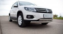 19 999 р. Защита переднего бампера (2 трубыØ75х42 мм, нержавейка) Russtal  Volkswagen Tiguan  NF (2011-2017) рестайлинг  с доставкой в г. Москва. Увеличить фотографию 2