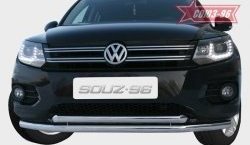 18 584 р. Защита переднего бампера двойная Souz-96 (d60/60)  Volkswagen Tiguan  NF (2011-2017) рестайлинг  с доставкой в г. Москва. Увеличить фотографию 1