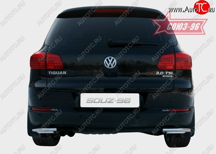 12 779 р. Защита заднего бампера из боковых уголков Souz-96 (d42) Volkswagen Tiguan NF рестайлинг (2011-2017)  с доставкой в г. Москва