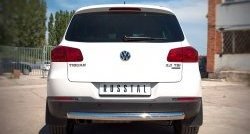 Одинарная защита заднего бампера из трубы диаметром 76 мм (Sport & Style) SLITKOFF Volkswagen Tiguan NF рестайлинг (2011-2017)