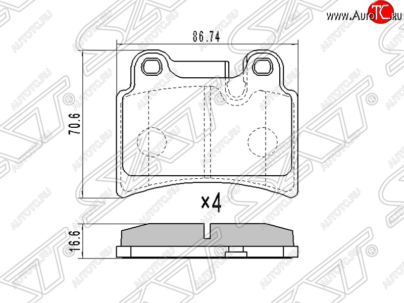 889 р. Колодки тормозные SAT (задние, 86,74*70,6*16,6) Volkswagen Touareg GP рестайлинг (2006-2010)  с доставкой в г. Москва