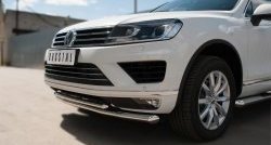 26 099 р. Защита переднего бампера (2 трубыØ63 и 42 мм, нержавейка) SLITKOFF  Volkswagen Touareg  NF (2014-2018) рестайлинг  с доставкой в г. Москва. Увеличить фотографию 2