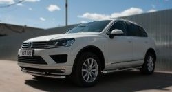 26 099 р. Защита переднего бампера (2 трубыØ63 и 42 мм, нержавейка) SLITKOFF  Volkswagen Touareg  NF (2014-2018) рестайлинг  с доставкой в г. Москва. Увеличить фотографию 4