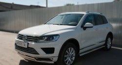 27 999 р. Защита переднего бампера (2 трубыØ75х42 мм, нержавейка) Russtal Volkswagen Touareg NF рестайлинг (2014-2018)  с доставкой в г. Москва. Увеличить фотографию 4