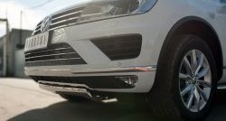 15 649 р. Защита переднего бампера (Ø75х42 мм, нержавейка) Russtal Volkswagen Touareg NF рестайлинг (2014-2018)  с доставкой в г. Москва. Увеличить фотографию 2