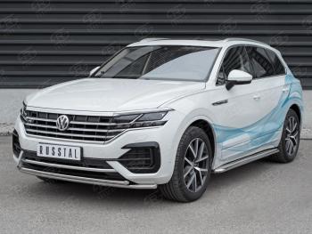 23 399 р. Защита переднего бампера (2 трубы Ø42, нержавейка, NOT 2.0 TSI) Volkswagen Touareg CR (2018-2024)  с доставкой в г. Москва. Увеличить фотографию 2