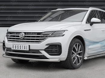 20 999 р. Защита переднего бампера (Ø63 мм, нержавейка, NOT 2.0 TSI) SLITKOFF Volkswagen Touareg CR (2018-2024)  с доставкой в г. Москва. Увеличить фотографию 2