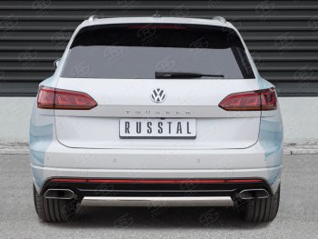 16 699 р. Защита заднего бампера (Ø75х42 мм, нержавейка) Russtal  Volkswagen Touareg  CR (2018-2025)  с доставкой в г. Москва. Увеличить фотографию 1