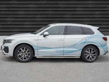 30 649 р. Защита порогов (Ø120х60 мм с проступью, нержавейка) Russtal Volkswagen Touareg CR (2018-2024)  с доставкой в г. Москва. Увеличить фотографию 3