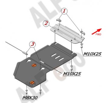 Защита КПП ALFECO (дв. 3,0D; 3,2; 3,6) Volkswagen Touareg GP дорестайлинг (2002-2007)