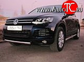 6 999 р. Одинарная защита переднего бампера d76 мм Металл Дизайн Volkswagen Touareg NF дорестайлинг (2010-2014) (полированная нержавейка)  с доставкой в г. Москва