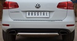 Одинарная защита заднего бампера из трубы диаметром 63 мм SLITKOFF Volkswagen (Волксваген) Touareg (Туарек)  NF (2010-2014) NF дорестайлинг