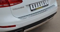 16 849 р. Защита заднего бампера (Ø75x42 мм, нержавейка) Russtal Volkswagen Touareg NF дорестайлинг (2010-2014)  с доставкой в г. Москва. Увеличить фотографию 2