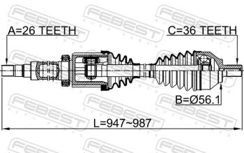 15 849 р. Правый привод передний в сборе FEBEST Volvo S70 (1996-2000)  с доставкой в г. Москва. Увеличить фотографию 2