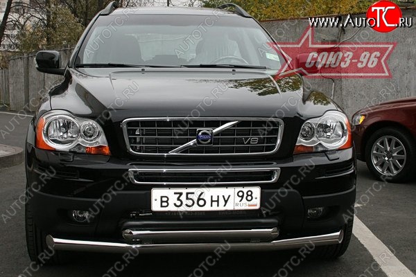 16 379 р. Защита переднего бампера двойная Souz-96 (d76/60) Volvo XC90 C 1-ый рестайлинг (2006-2009)  с доставкой в г. Москва