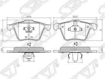 1 149 р. Колодки тормозные SAT (передние)  Volvo XC90 ( C,  L) (2002-2025) дорестайлинг, 1-ый рестайлинг, 2-ой рестайлинг, дорестайлинг, рестайлинг  с доставкой в г. Москва. Увеличить фотографию 1