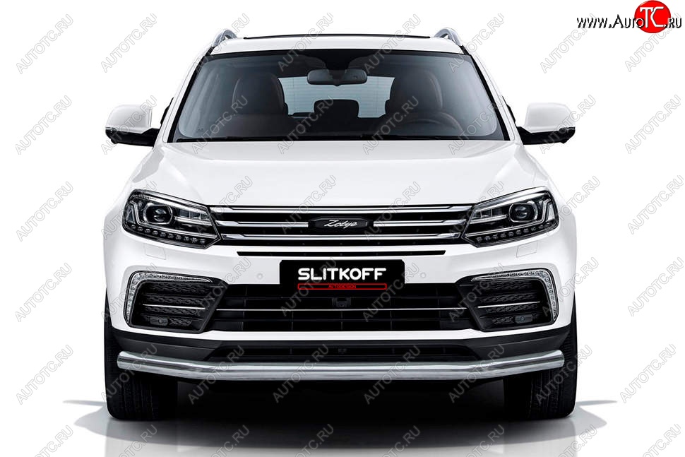 9 999 р. Защита переднего бампера Slitkoff (d57 мм)  Zotye Coupa  B11F (2019-2021) (Нержавейка, Полированная)  с доставкой в г. Москва