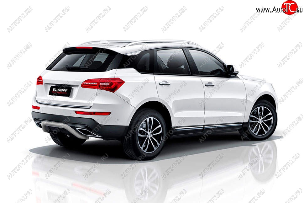 7 999 р. Защита заднего бампера Slitkoff (скоба, d57 мм) Zotye Coupa B11F (2019-2021) (Сталь с полимерным покрытием. Цвет: серебристый)  с доставкой в г. Москва