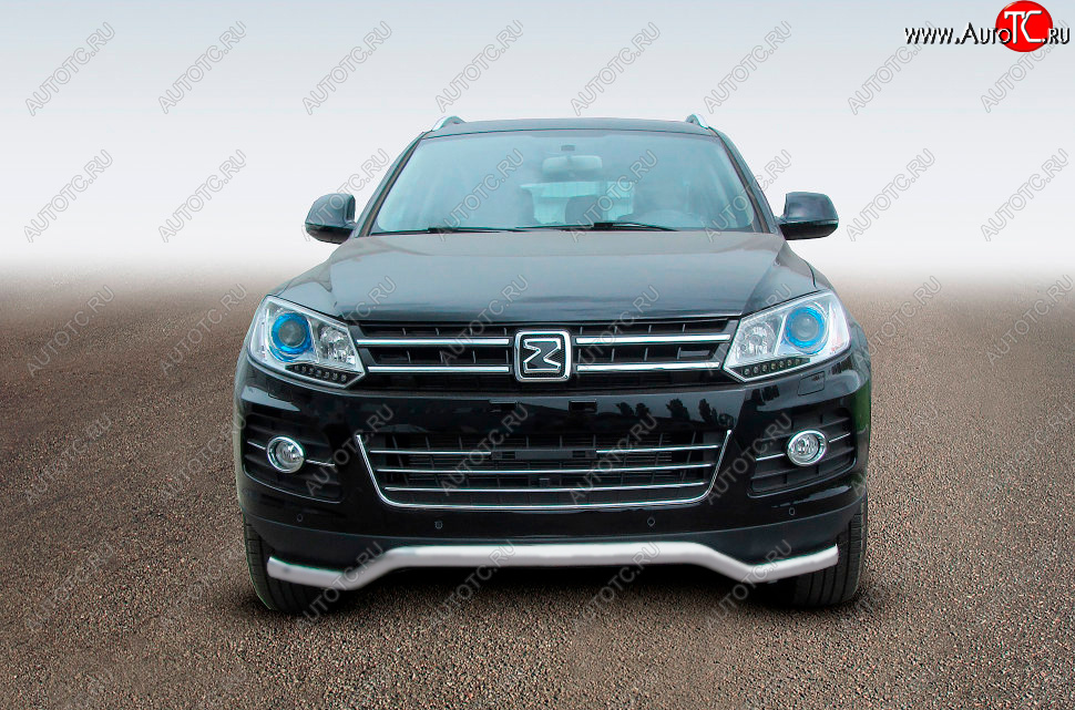 8 949 р. Защита переднего бампера Slitkoff (Ø57 мм, волна)  Zotye T600 (2014-2021) (Сталь полимерным покрытием в цвет: серебристый)  с доставкой в г. Москва